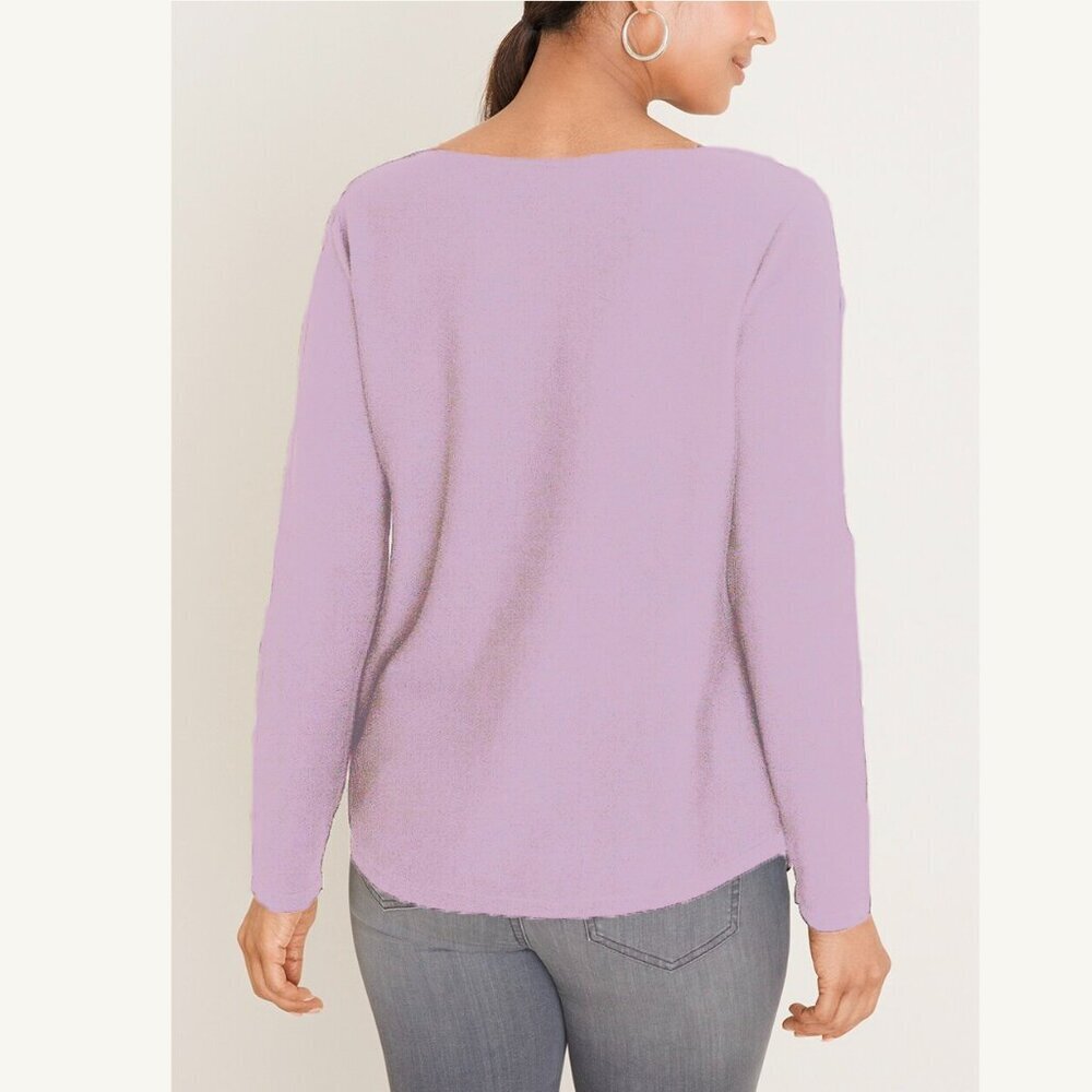 Chico's Bateau Neck Shirttail Hem Pullover Sweater Lavender Extra Large - Picture 3 of 10
